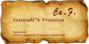Csincsák Fruzsina névjegykártya